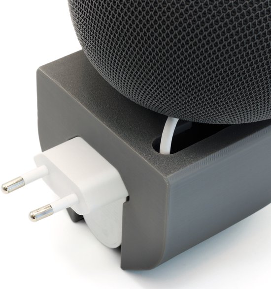 Houder voor Google Home speaker - Wandhouder voor stopcontact - Met kabelbeheer - Grijs — afbeelding 5