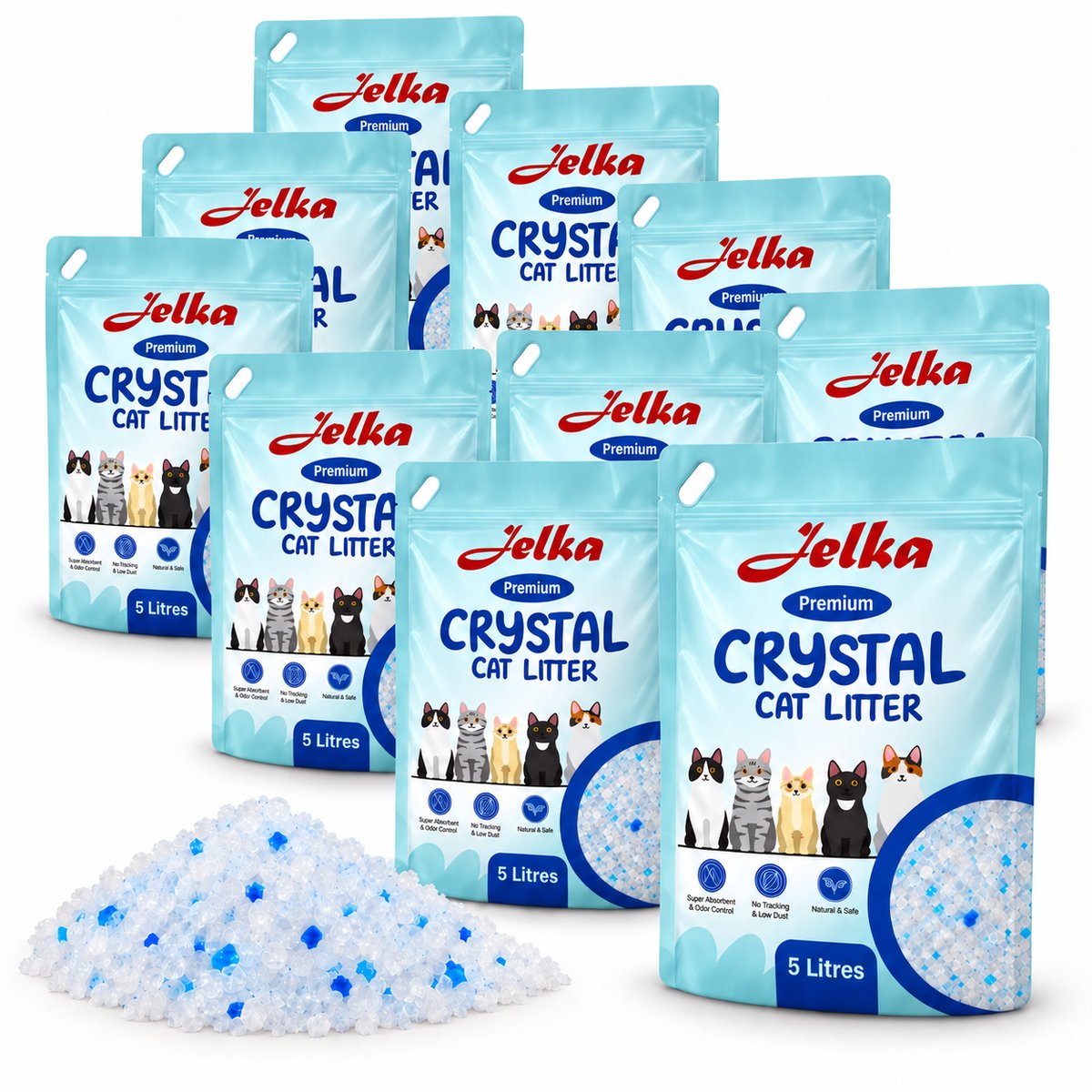 Jelka kattenbakvulling silica - 10 x 5 liter