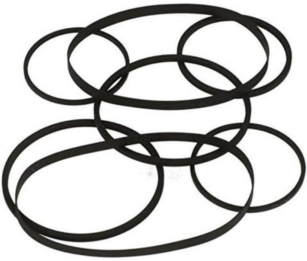 Snarenset - Aandrijfriemen - Voor reparatie van cassettedecks - Inclusief platte en vierkante riemen - 2 platte - 5 vierkante - Zwart