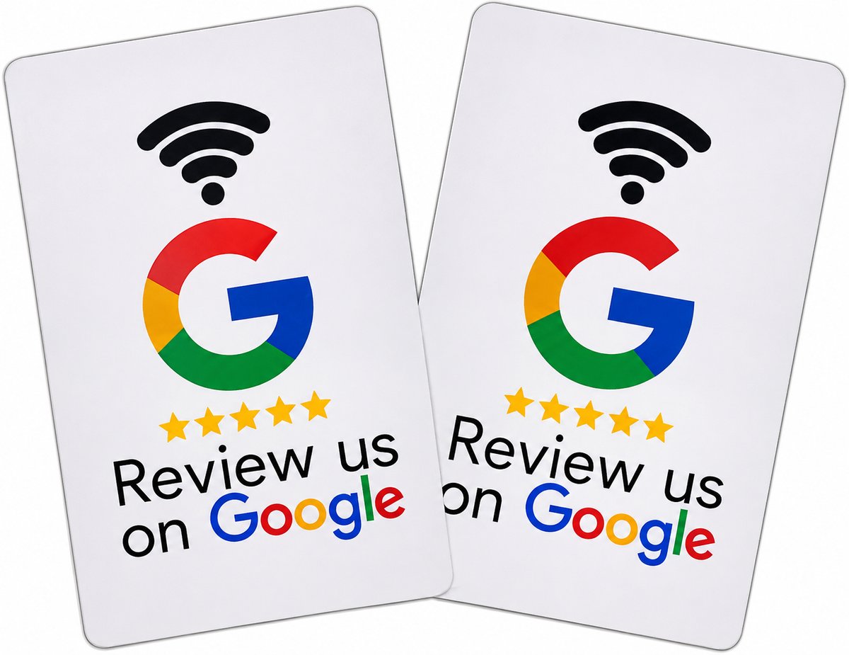 Google Review NFC bord - Meer Google Reviews Verzamelen – Contactloos Scannen – Voor Winkels, Horeca & Dienstverleners – Wit