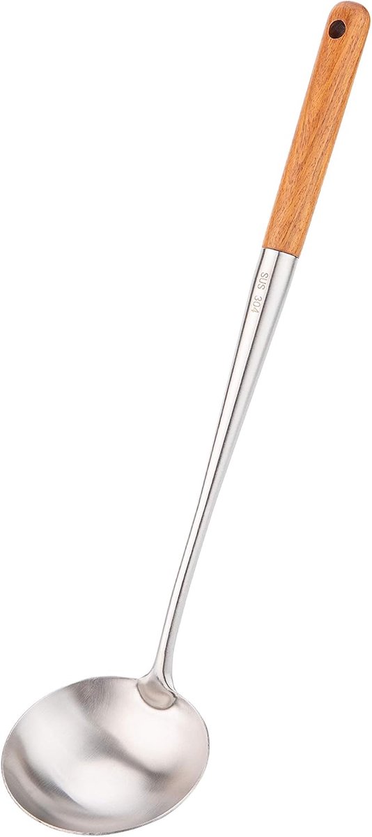 Soeprepel, 17" pollepel voor wok, 304 RVS wok spatel.