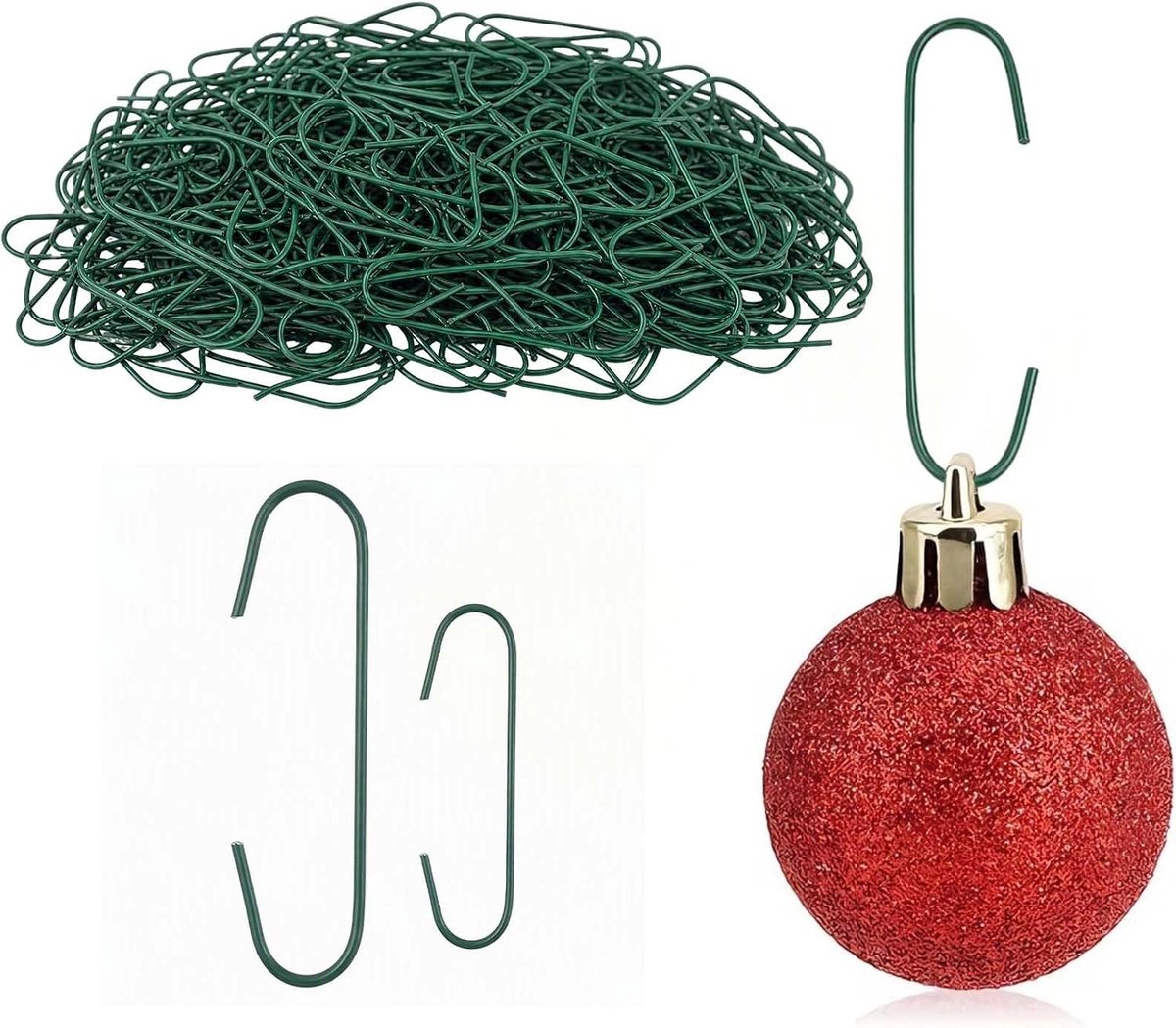 300 Stuks Kerstdecoratie Haakjes, Geschikt voor Kerstversiering en Boomdecoratie (Groen)