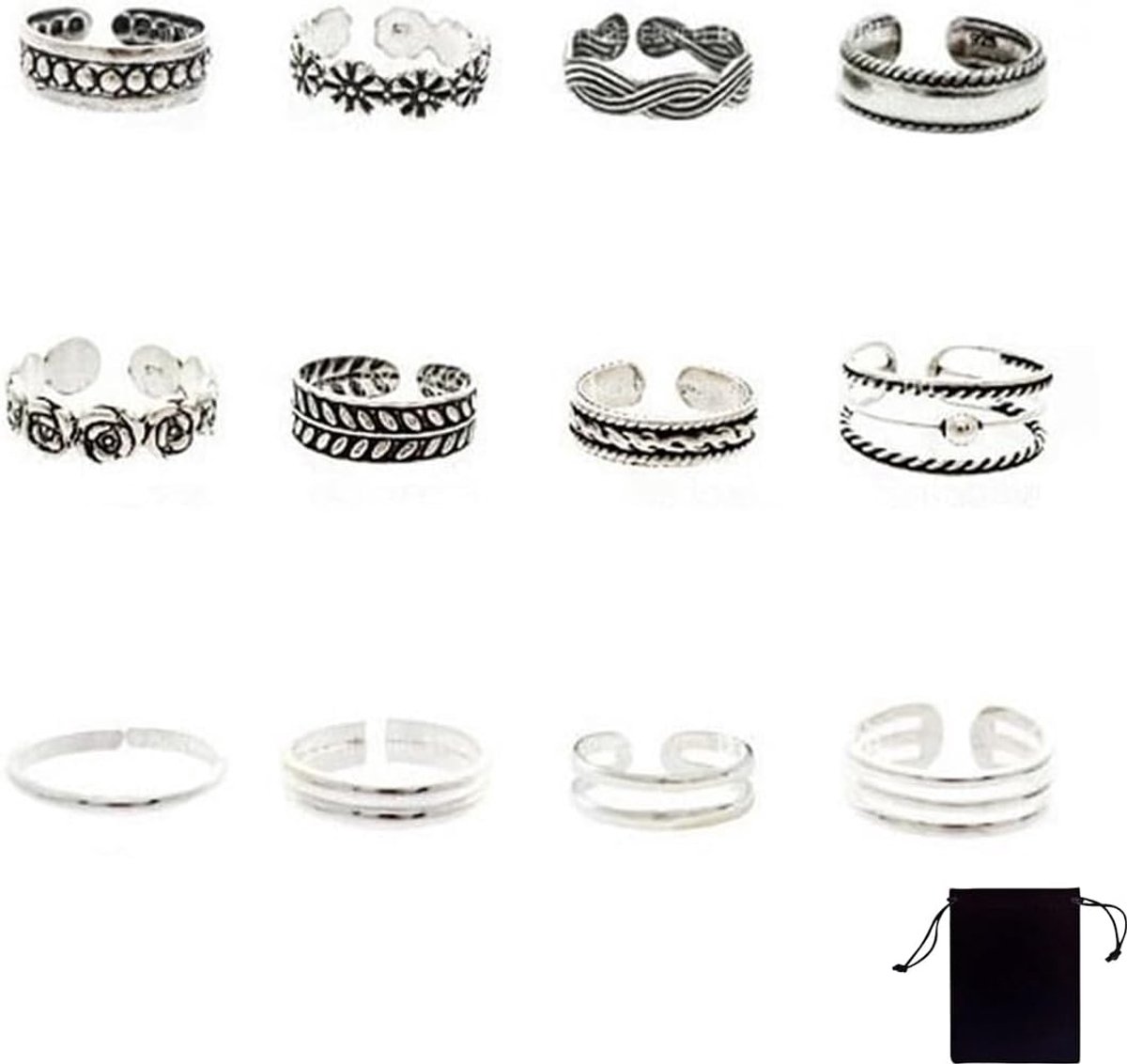 Ringen set roestvrij stalen ringen dames verstelbare ringen veerringen slang ring zegelring boho chunky ringen zilveren ringen vrouwen