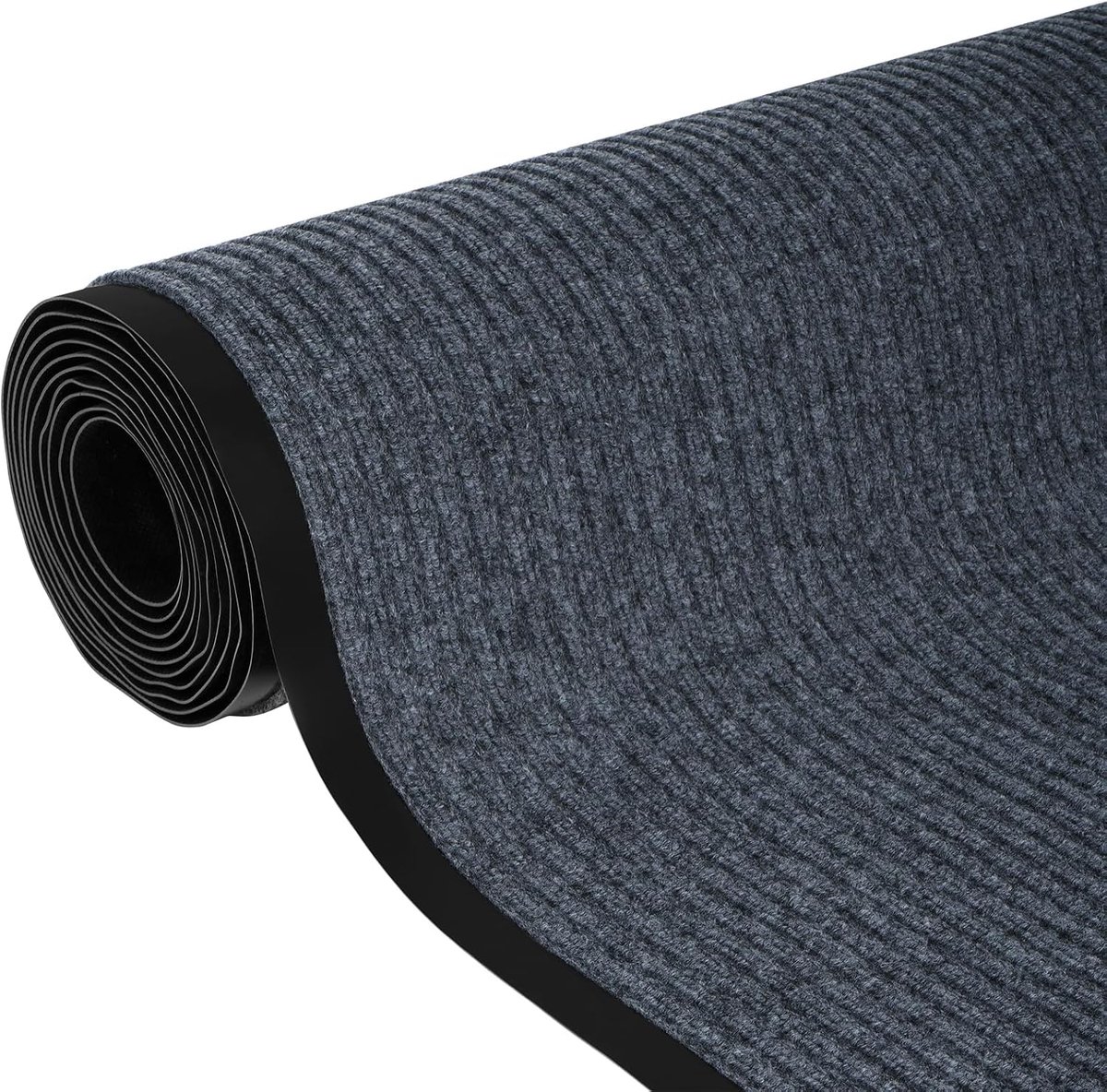 Tapijtloper voor gang, antislip, 90 x 500 cm, wasbaar, tapijtloper voor keuken, woonkamer, slaapkamer, gang, grijs, keukenloper, 90 cm breed