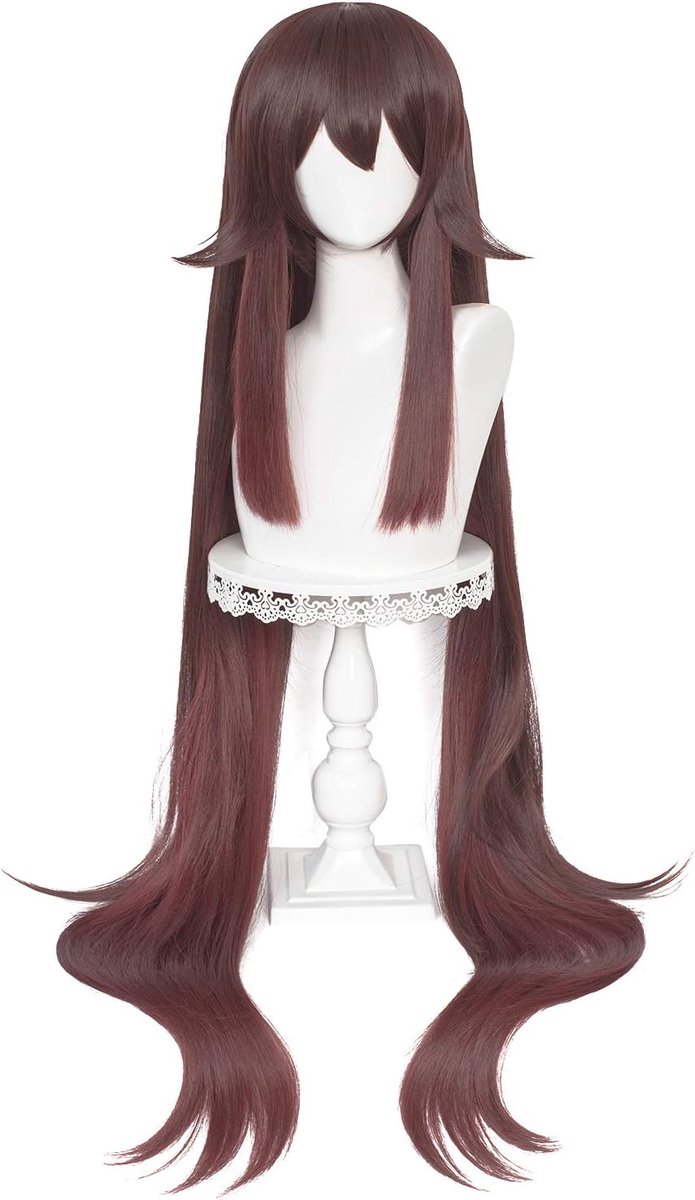 Cosplay Pruiken, Genshin Impact Wig voor Halloween, Kerstmis en feest (Hutao Cosplay)