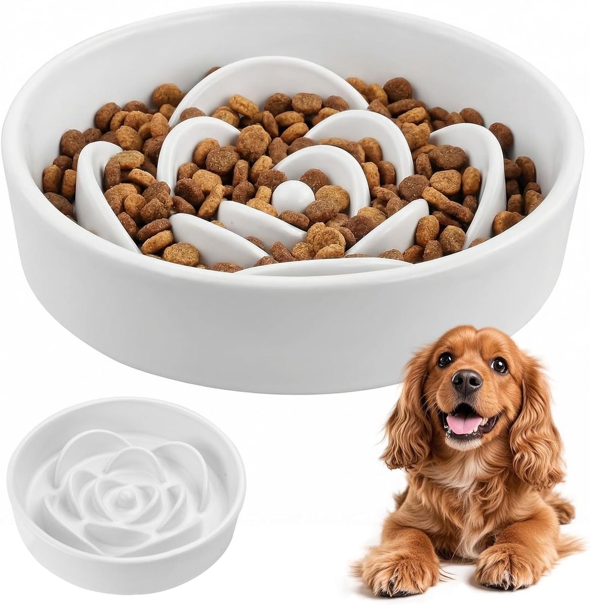 Antischrok - 800 ml - Grote keramische bak - 20 cm - Antislip - Voor middelgrote en grote honden