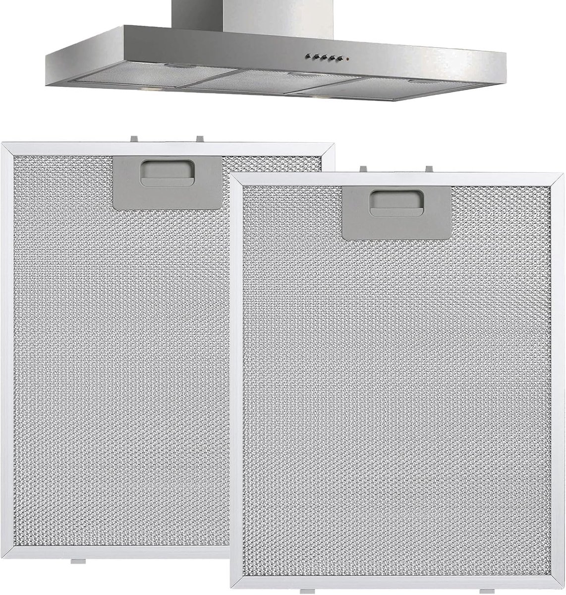 Metaalfilter, 2 stuks 320 x 260 x 9mm aluminium afzuigkapfilter met 5-laags filterweefsel, filter voor afzuigkappen in de keuken, voor keukenafzuigkappen