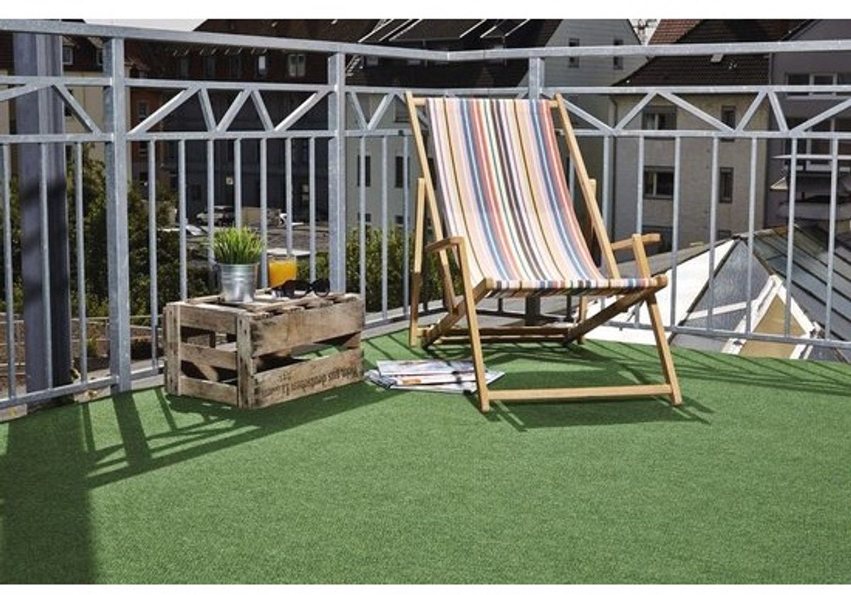 Waterdoorlatend kunstgras - voor balkon en tuin - UV-bestendig grastapijt, 133 x 200 cm