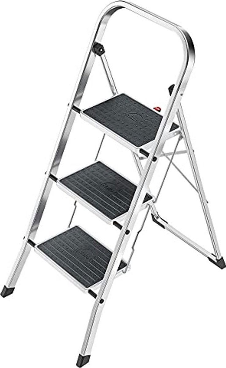 Opstapladder aluminium met antislip - 3 treden - Belastbaar tot 150 kg