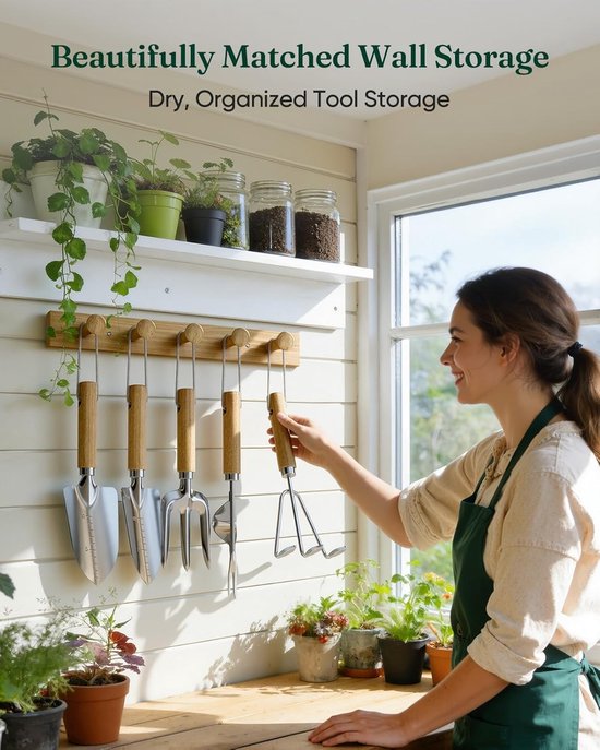 SnelShoppen - Bamboe Wandhouder Tuingereedschapsset 6-delig - Tuingereedschap, Tuinaccessoires, Bamboe, Wandhouder, Tuin, Buiten, Opbergen van Snelshoppen — afbeelding 3