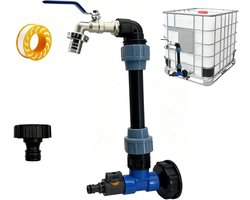Yolistar IBC 2-in-1 zwanenhals en kogelventiel voor tank 1000L, adapter voor regenton, roestvrij staal - ShopVlot