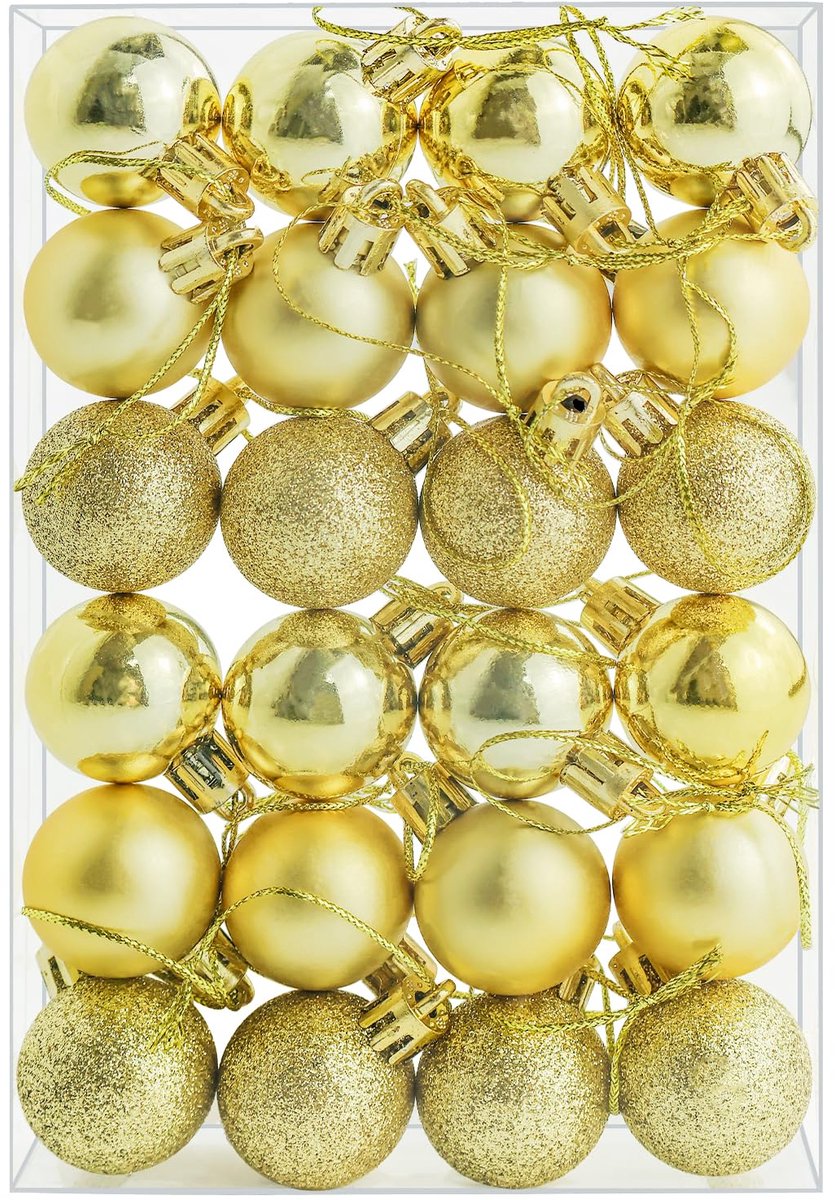 24 stuks 30 mm kerstballen, decoratie, onbreekbare kerstballen, mini-kerstballen, hangende ballen voor kerstboom - ShopVlot