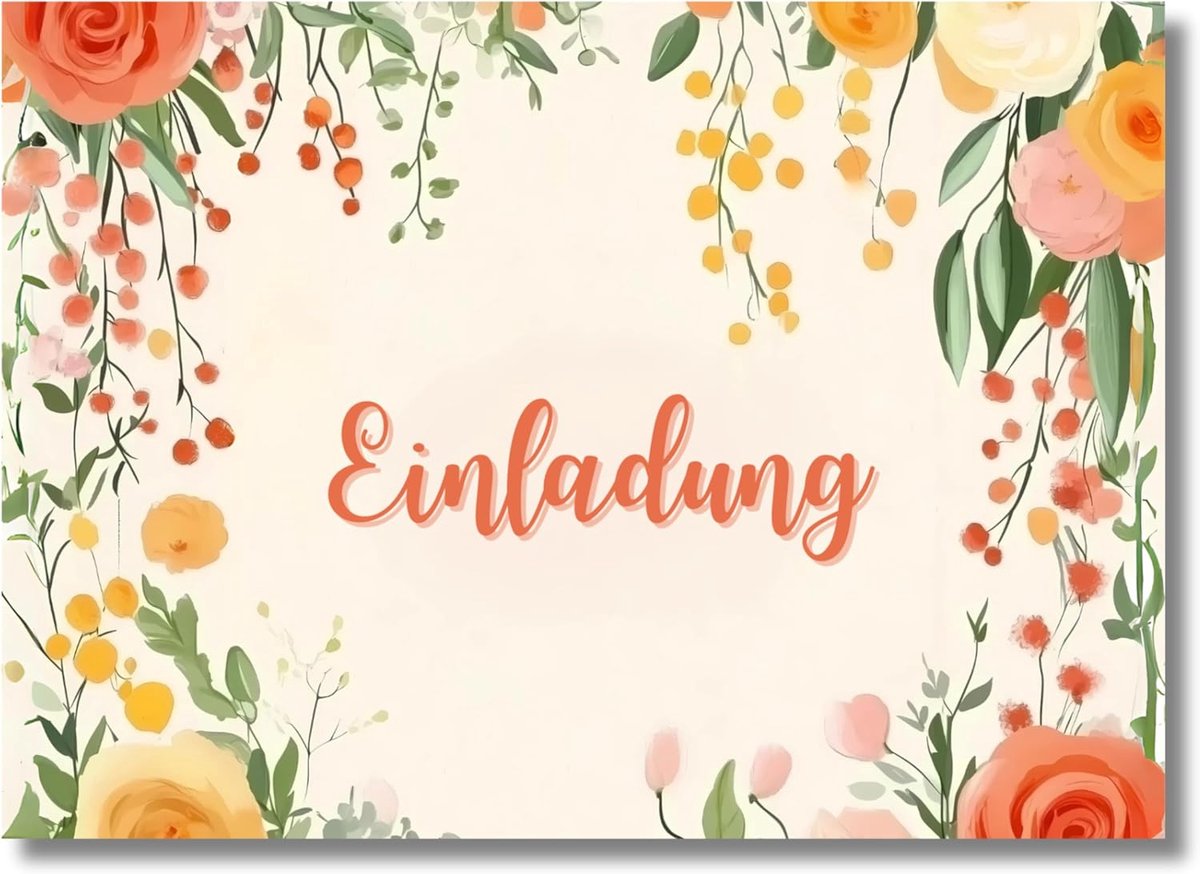 SnelShoppen - 12 Elegante Uitnodigingskaarten Oranje A6, Boho Stijl, Perfect voor Verjaardag, Babyshower, Bruiloft, Doop, Bevestiging, Communie, Feest