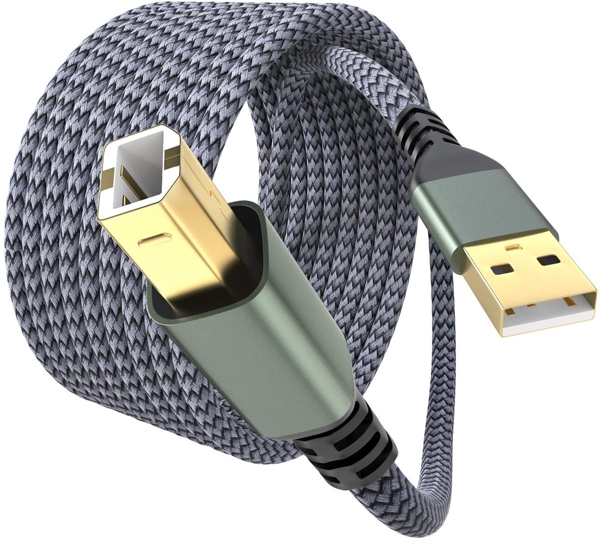 US Printer Cable2.0 Grijs Vlecht 5m 1Pack - ShopVlot
