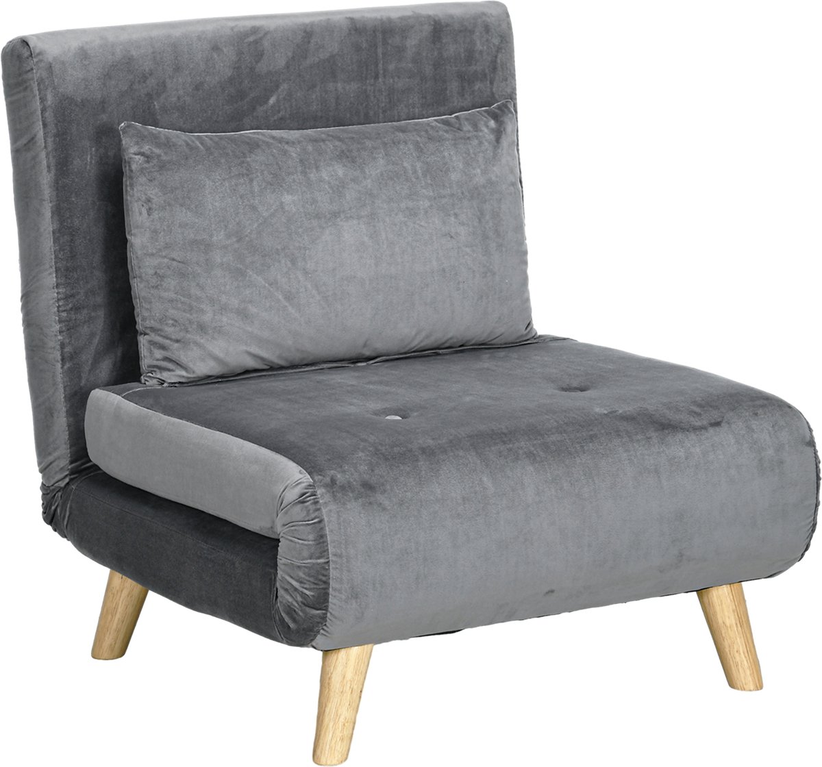 Homona Slaapfauteuil - Met 6-voudig verstelbare rugleuning - Inclusief kussen - 72 x 78 x 79 cm - Grijs