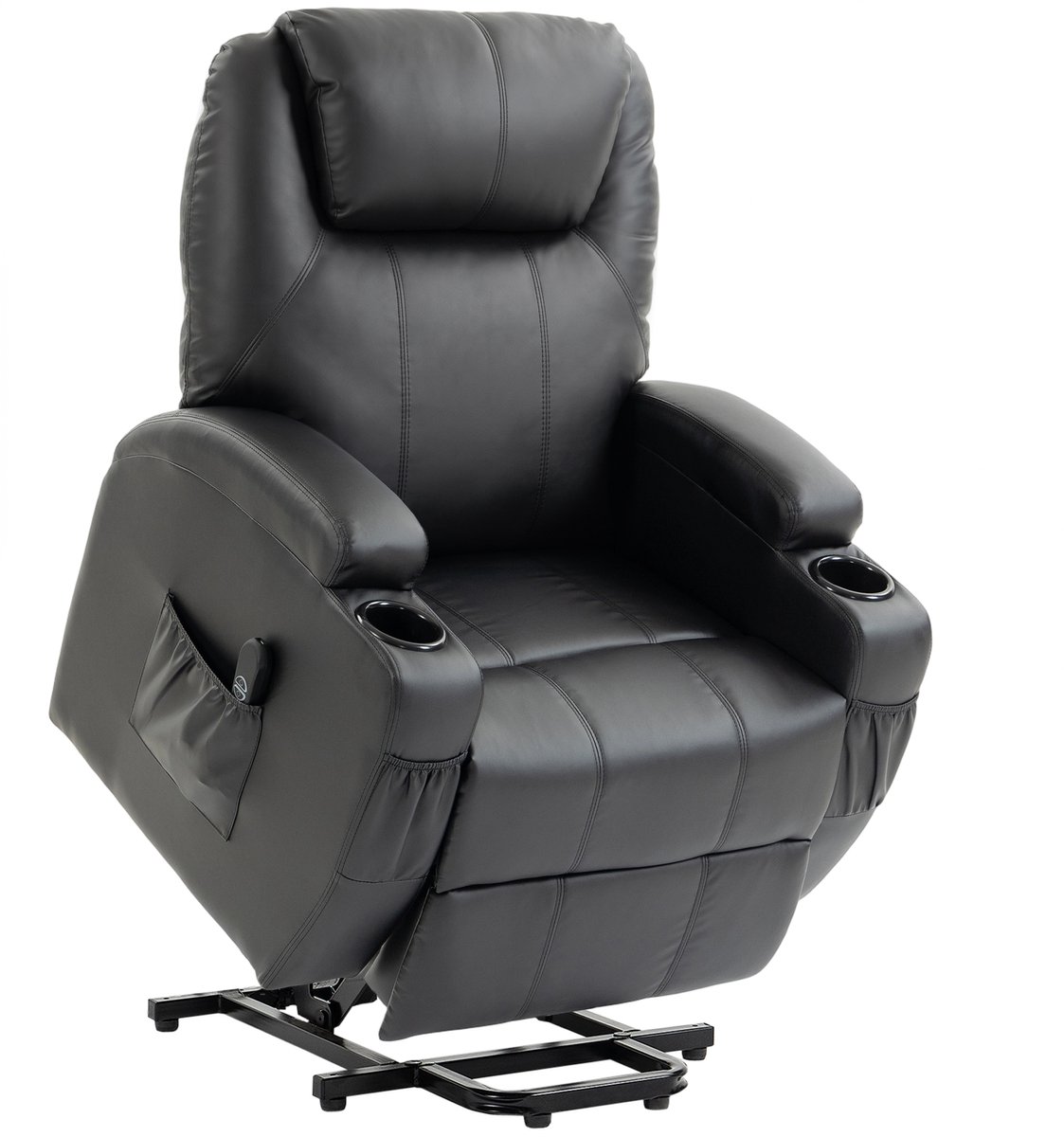 Homona Elektrische sta-opfauteuil - Met afstandsbediening, USB-poort en bekerhouders - 83 x 95 x 107 cm - Zwart
