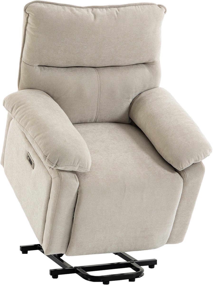 Homona Elektrische sta-opfauteuil met massage en warmtefunctie - Met 8 massagepunten en USB-laadpoorten - 82 x 88 x 96 cm - Crèmewit