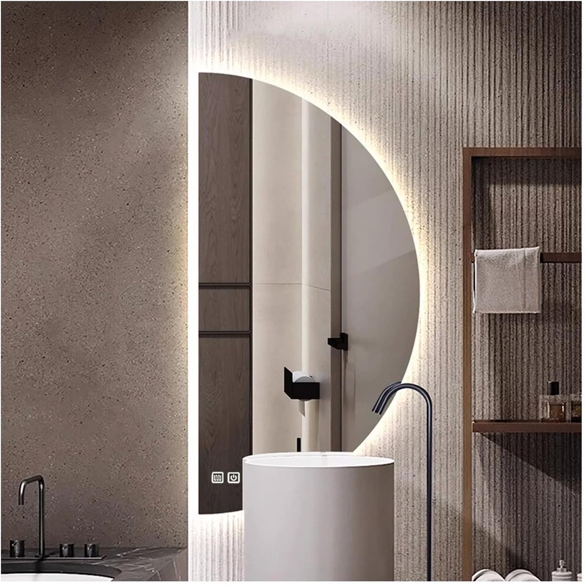 Badkamer Spiegel 100 x 50 cm - Dimbaar - Anti-condens met Tijdweergave - Modern Design - ShopVlot