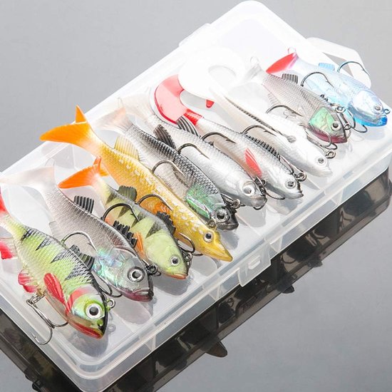 Dailygoods- Lokaas Set 10 Stuks - Zacht Lokaas - Kunstaas Forel/Baars/Zalm - Levendige Zwemacties - Hoogwaardig Silicone - Scherpe Weerhaken — afbeelding 3