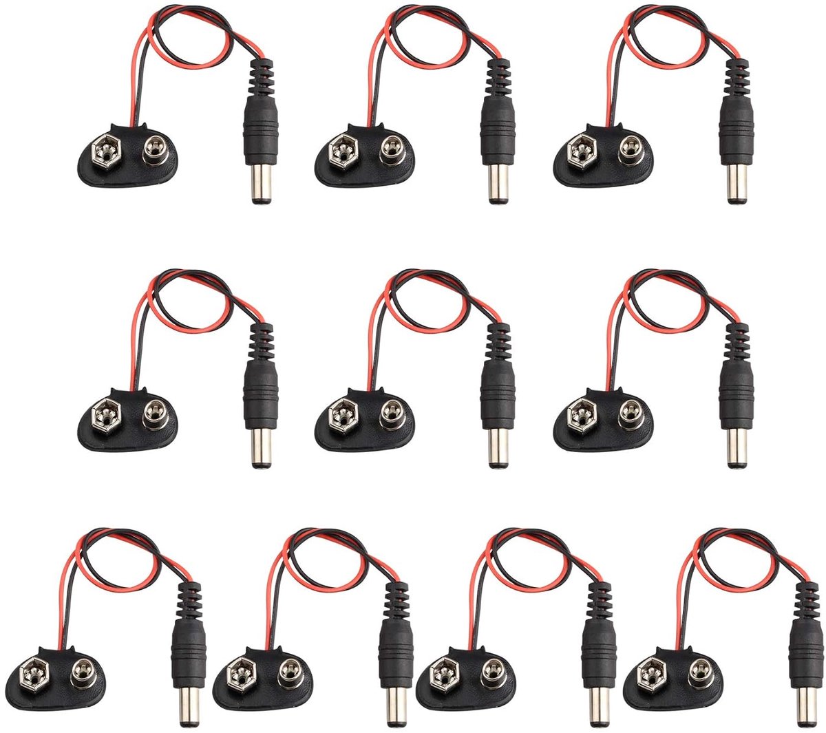 10Pcs 9V Battery Holder Buckle Snaps Power Cable Clip Connector 2.1mm DC Jack Plug Compatible with Arduino CCTV - ShopVlot