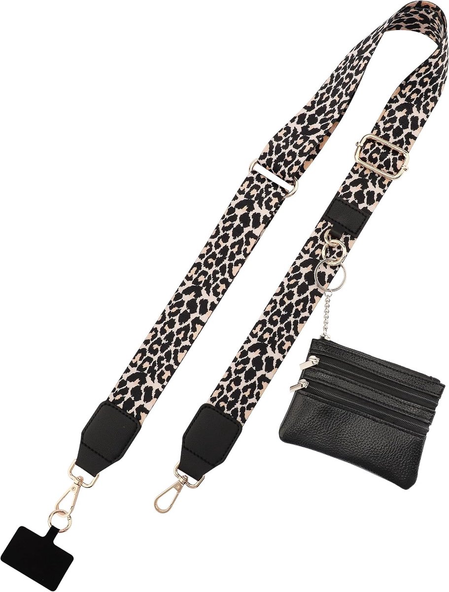 Mobiel toont met lanyard - verstelbare ketting - leren portemonnee - veilig en stijlvol - ShopVlot