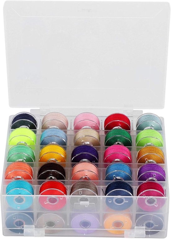50 Stuks Spoelset met Dubbele Laag en Transparante Opbergdoos in Diverse Kleuren voor Borduren en Naaien met Polyester Draad en Voorgeweven Bobbins — afbeelding 3