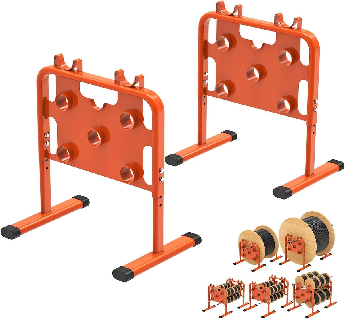Multifunctionele Draaddispenser en Spool Rack, Verstelbare Kabelhouder voor Spoelen tot 33 Inch, Stevige Stalen Constructie en Draagbaar Ontwerp