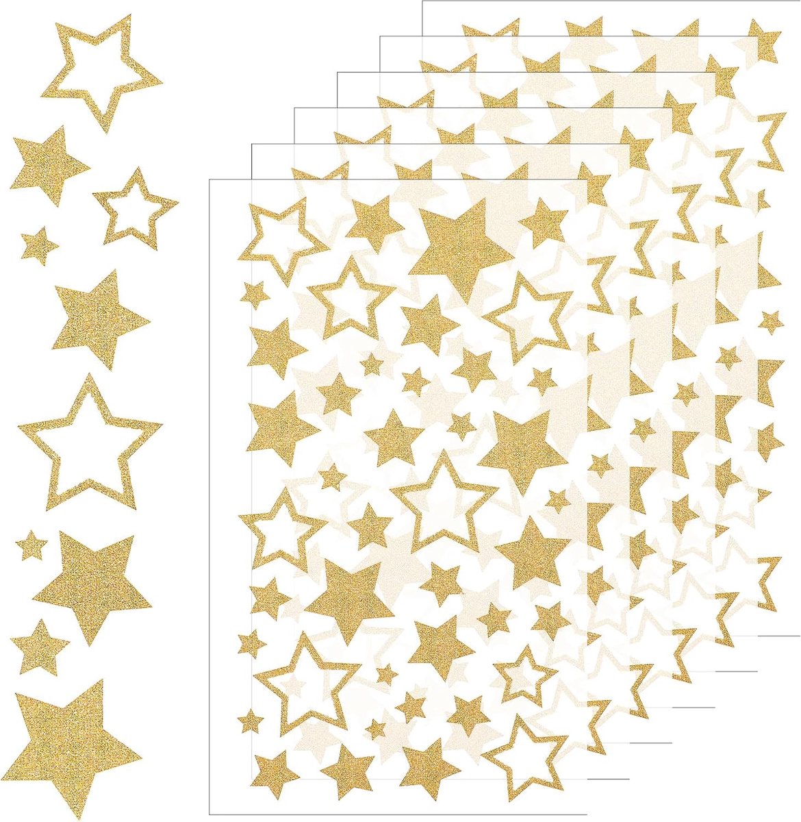 Sterrenstickers 252 Stuks - Glitters - Decoratief voor Kerstkaarten - SnelShoppen