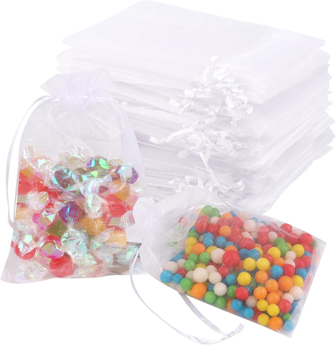 Organza zakken 10 x 15 cm - witte drawstring tassen - duurzaam materiaal - perfect voor cadeaus - ShopVlot
