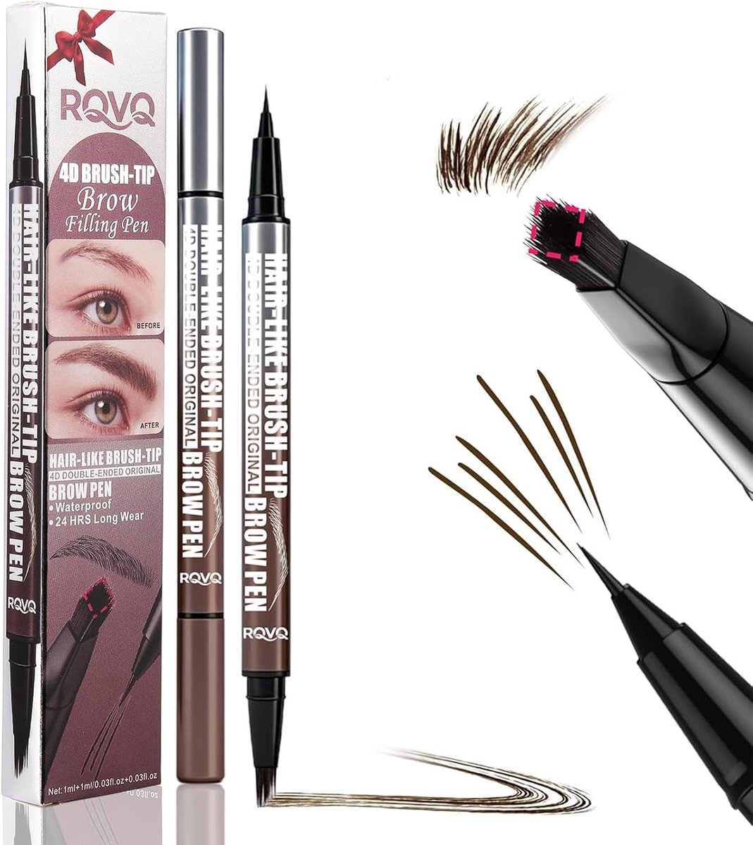2-in-1 microblading wenkbrauwstift voor het tekenen van haren, waterdichte wenkbrauwstift met vorkpunt en fijne - ShopVlot