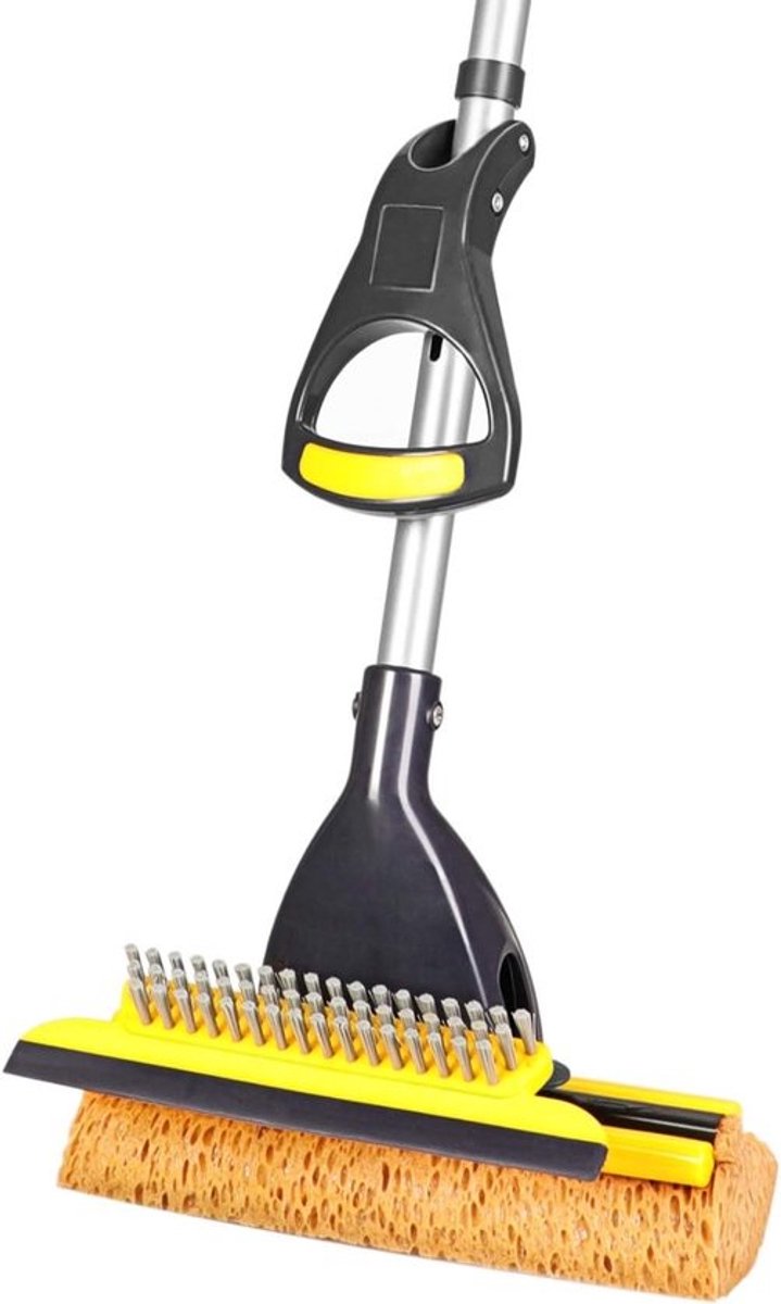 Sponsmop - Voor tegelvloeren en badkamers - Uitschuifbare handgreep - 41-53 inch - Met waterzuiger