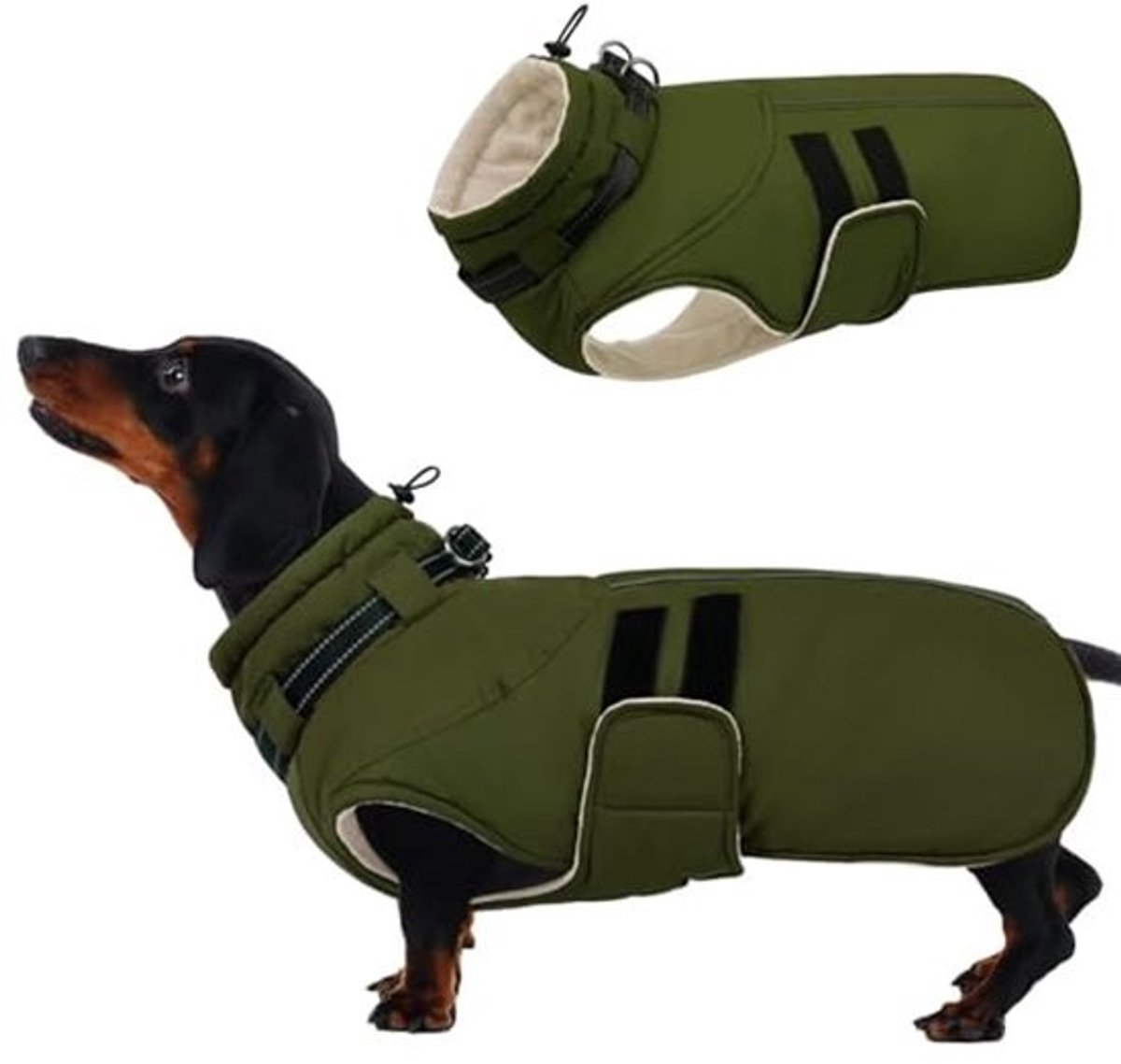 Waterdichte winterjas voor middelgrote honden - Reflecterend en geschikt voor een harnas