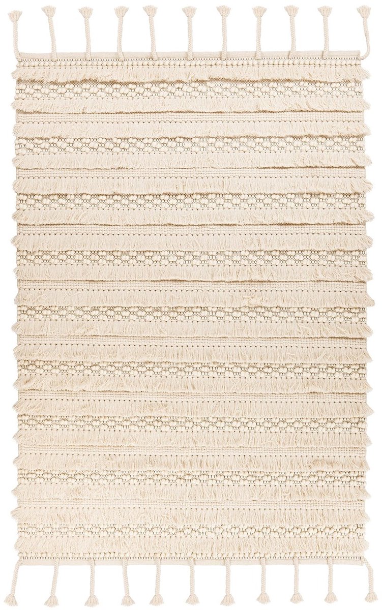 Dutch XXL Wollen Vloerkleed | Tapijt | Bohist | Lijnen | Crème | 200x290 cm