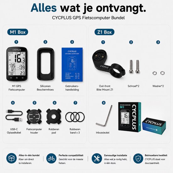 CYCPLUS M1 Draadloze Fietscomputer met Z1 Stuurhouder – GPS Kilometerteller Fiets – 25 Gegevensvelden – ANT+ & Bluetooth 5.0 – Waterdicht – 2.9 inch Display — afbeelding 5