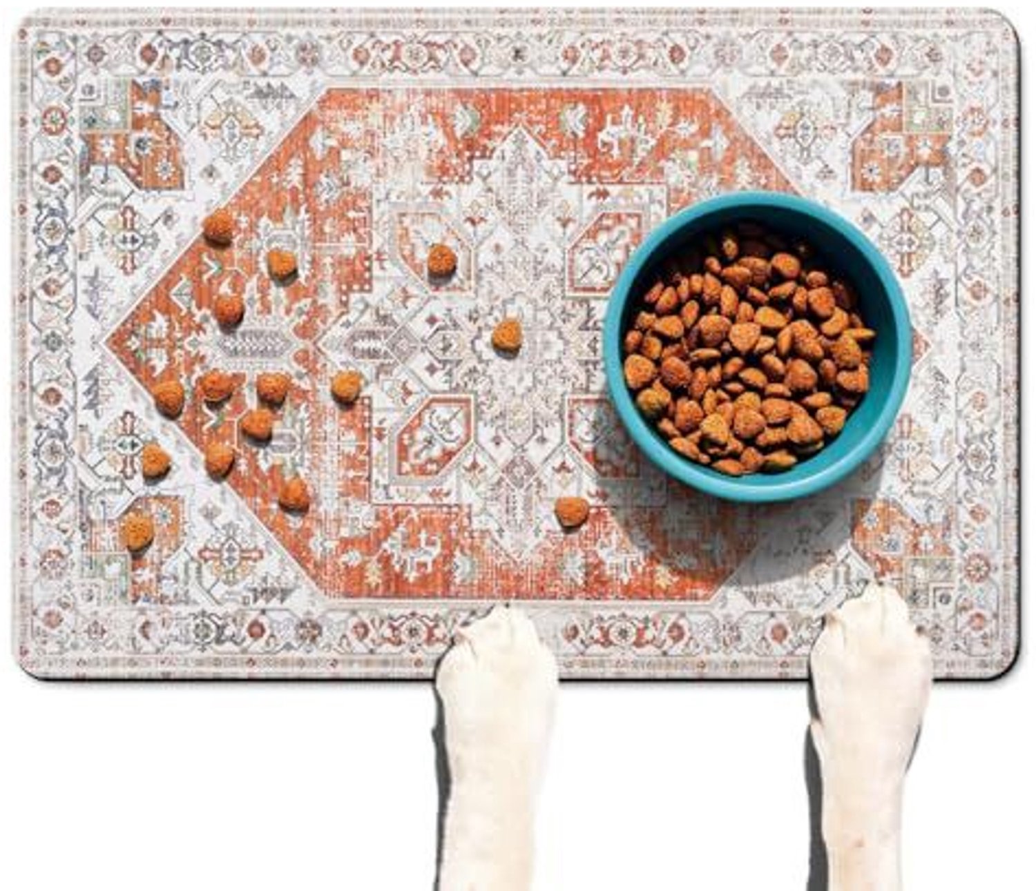 Huisdiermat – Voermat voor honden – Absorberende mat – Mat voor voer- en drinkbakken – Sneldrogend (houdt de voerplek droog en schoon) – Antislip – Eenvoudig dagelijks te reinigen (veeg het oppervlak simpelweg af met een vochtige doek)-40 x 50 cm