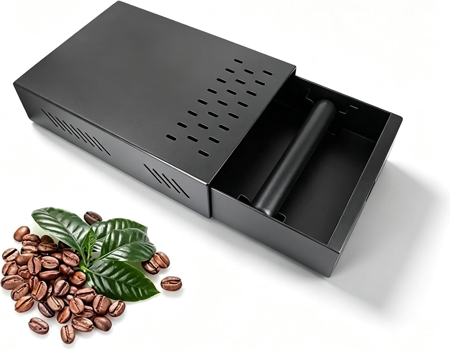 Koffieklopbox lade RVS, koffieresidubak voor thuiscafé (Zwart)