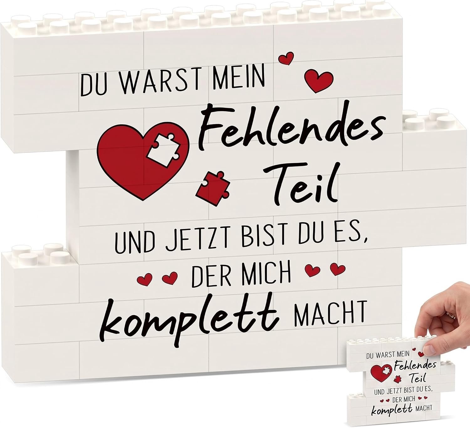 Acrylpuzzelblok met Duitse opschrift "Ich Liebe Dich" - Romantisch huwelijkscadeau voor koppels, mannen, vrouwen, partner, Valentijnsdag (11,2 x 8,8 x 1,6 cm)