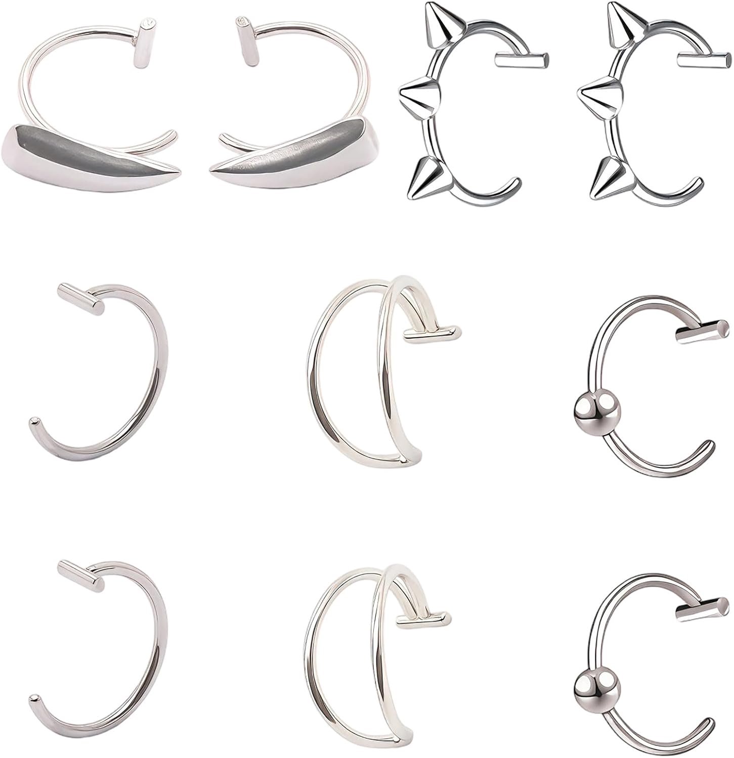 Ringen, 5 stijlen, kunstlippenringen, onderlippiercing, hartvorm, valse slangenbeet, zonder oorgat