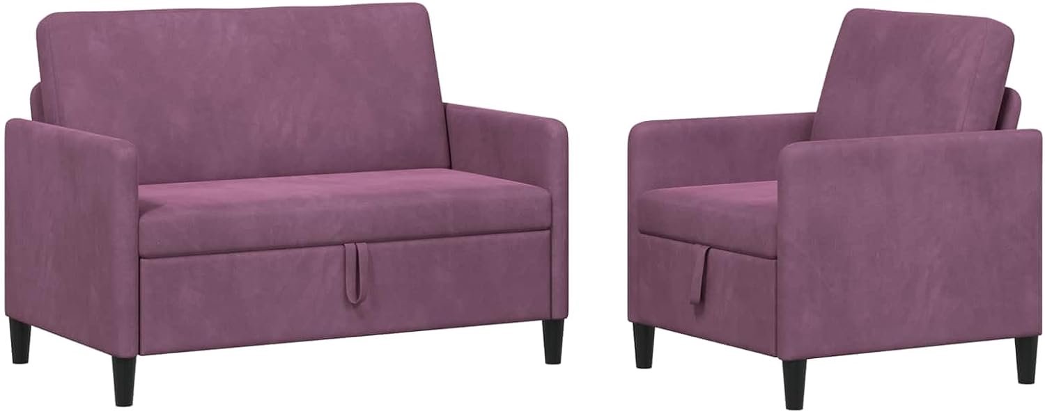 Sofa met opbergruimte, 2 stuks, paars, polyester, modern, woonkamermeubel