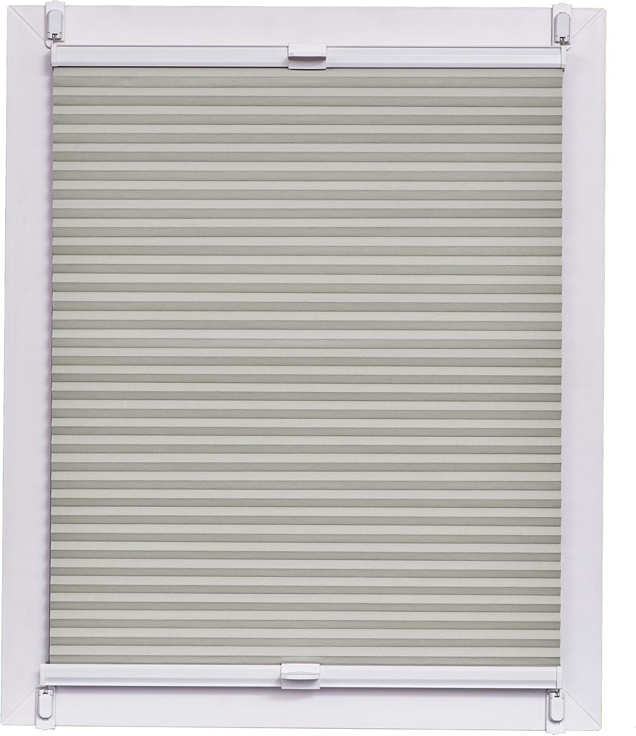 Geplooide Made in Germany, daglicht, Klemmfix, witte rail, 50 x 150 honingraatplissé, stof, grijs, 50 x 2,3 x 150 cm, 1 eenheid