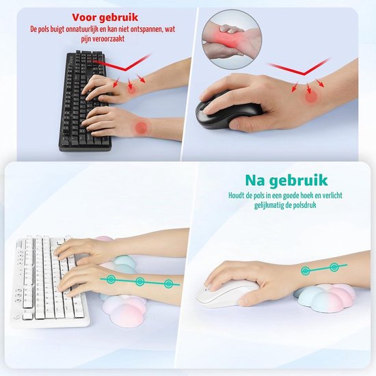 Cloudvormige Polssteun van PU Leer en Geheugenfoam - Comfortabele Ondersteuning voor Typen, Gamers en Kantoorwerk met Schattige Wolkenpads — afbeelding 2
