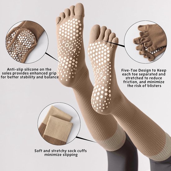 Dames Antislip Sokken voor Yoga & Pilates - 3 Paar — afbeelding 5