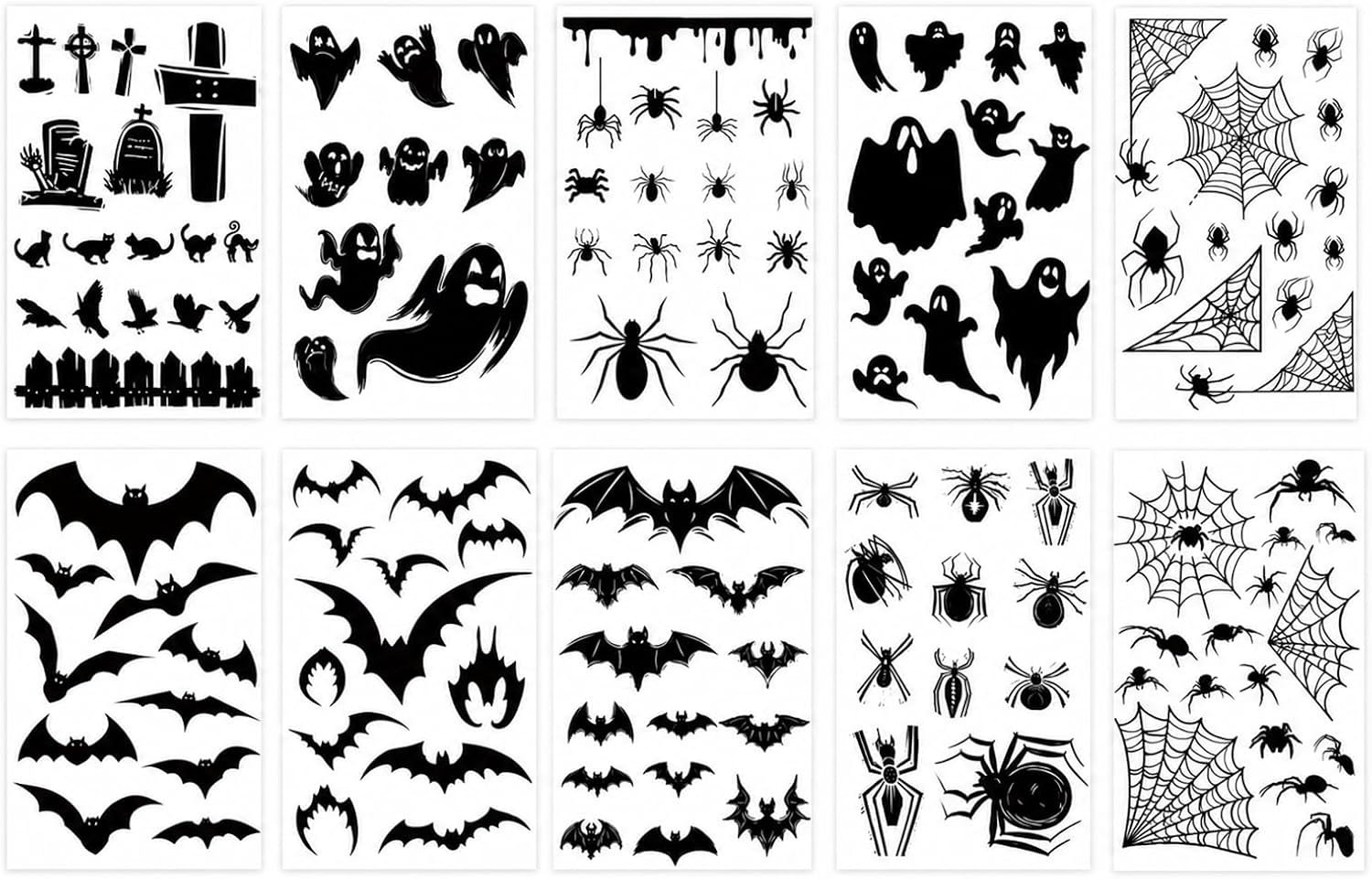 Halloween tatoeages gezichtstattoo halloween 10 vellen, pompoen spin motieven, waterdicht, voor griezelige party festival, arm lichaam