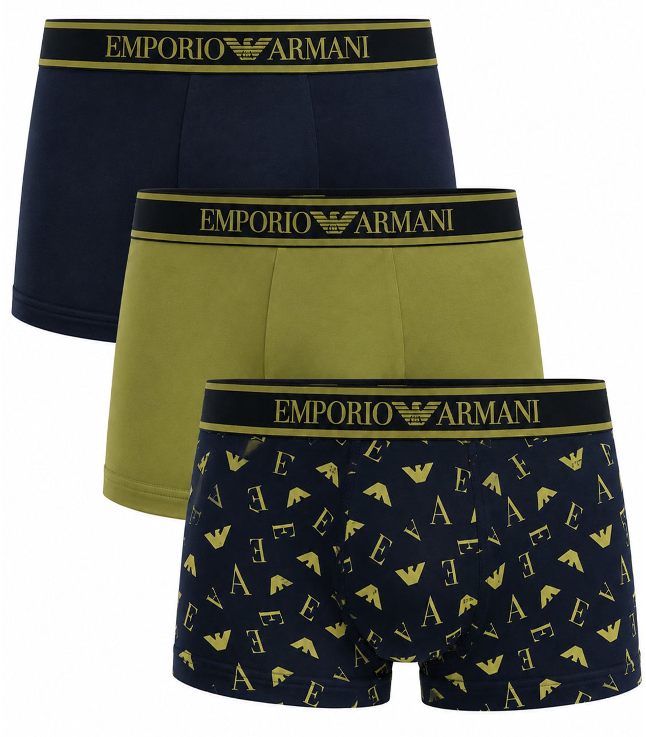 Armani boxer-trunk 3-pack print blauw-groen