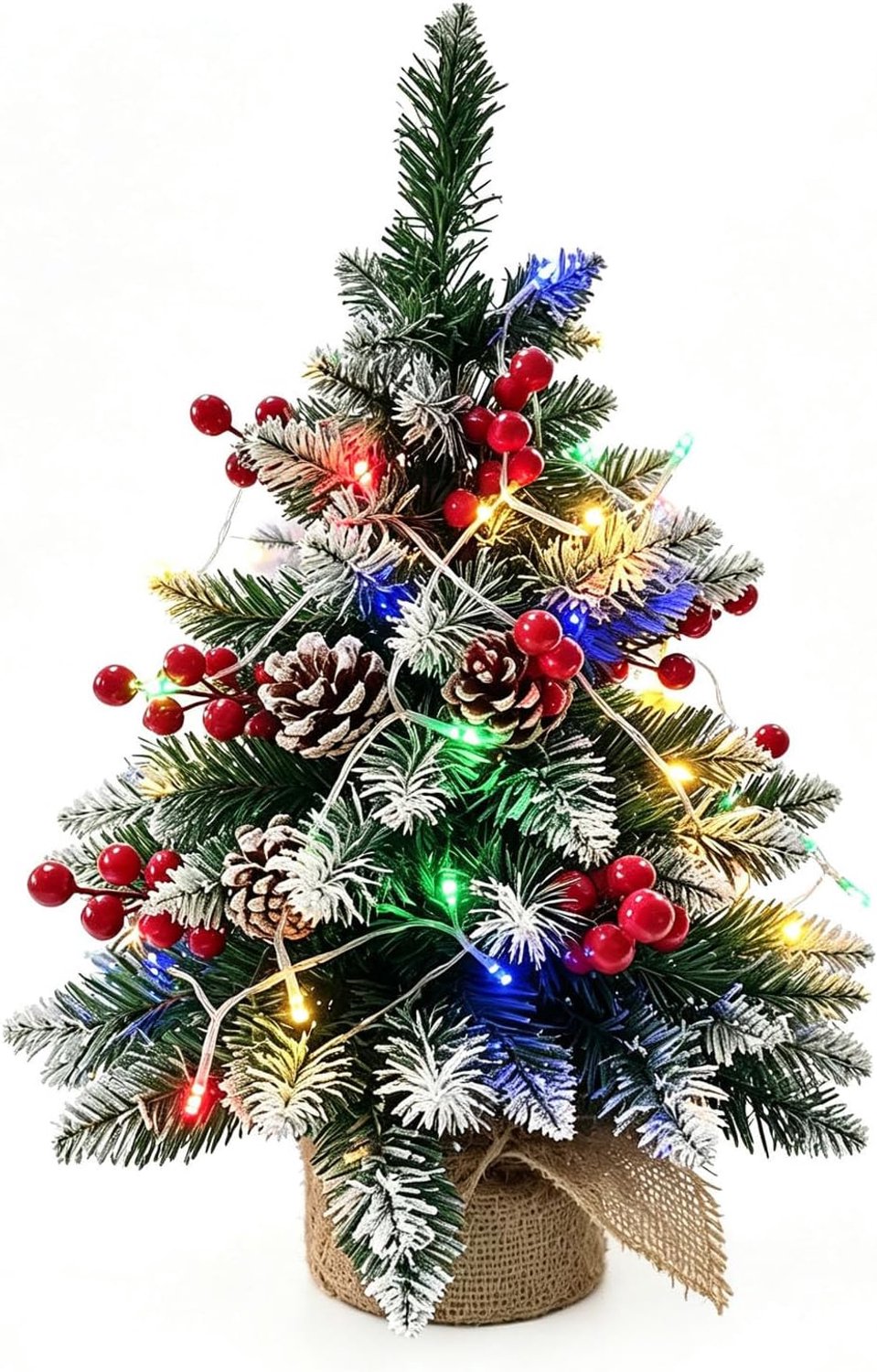 Bomen, kerstboom met verlichting en 2,5 m LED-verlichting, cementbasis kunstmatige tafelbladkerstboom, 70 taktips voor thuiskantoor kerstdecoraties
