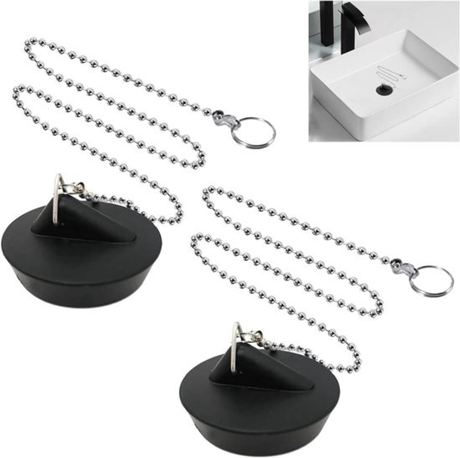 Afvoerpluggen Set - Gootsteen- en Badkuipstopper - Water tegenhouden - Flexibel TPR Materiaal - 45 x 22 x 4 cm