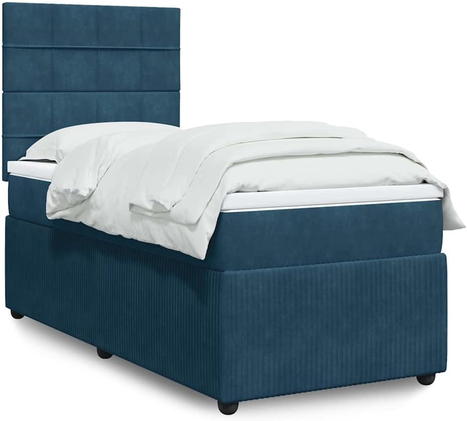 Pocketvering bed met matras 90x190 cm blauw