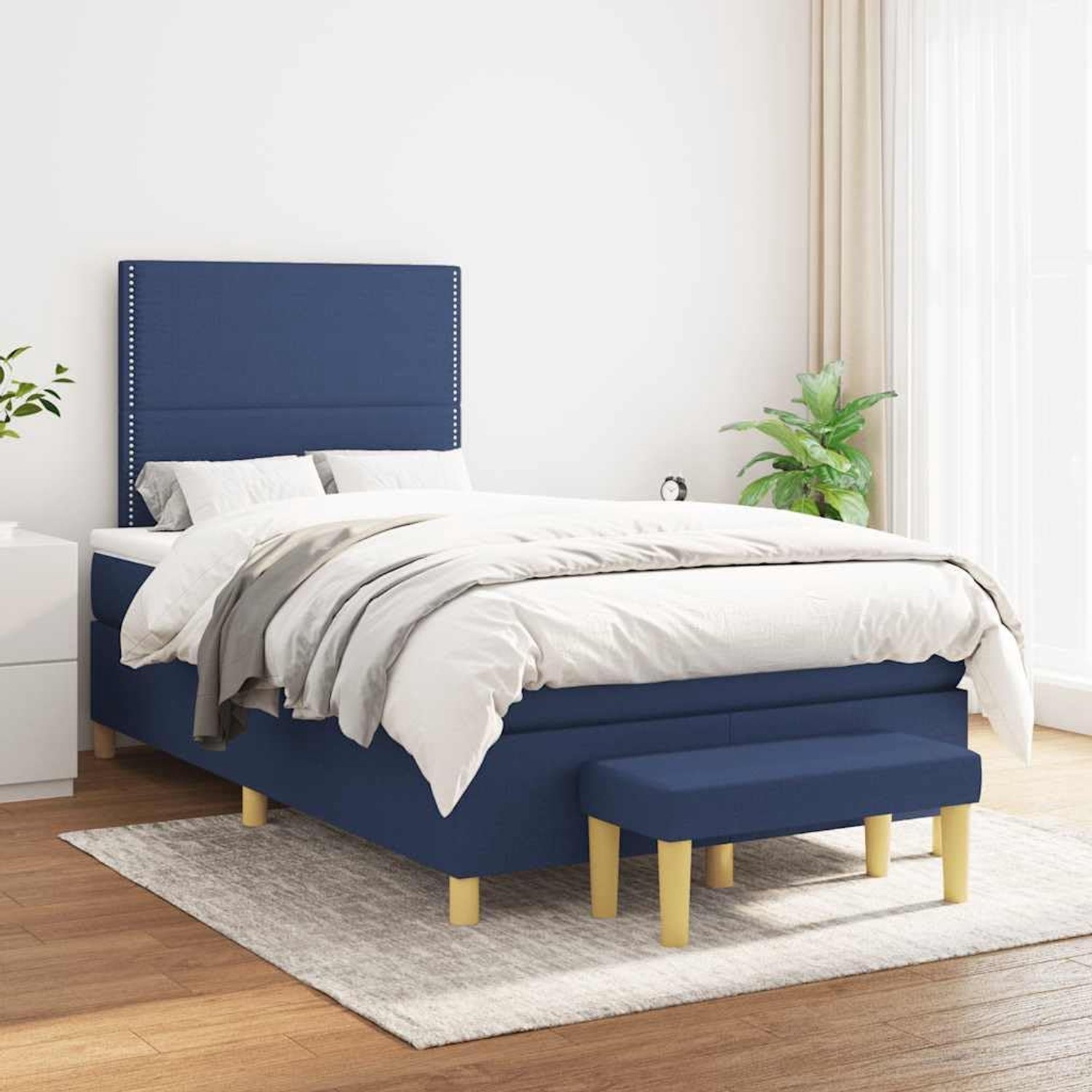 Stof Verstelbaar hoofdbord Boxspring 120x190cm Blauw