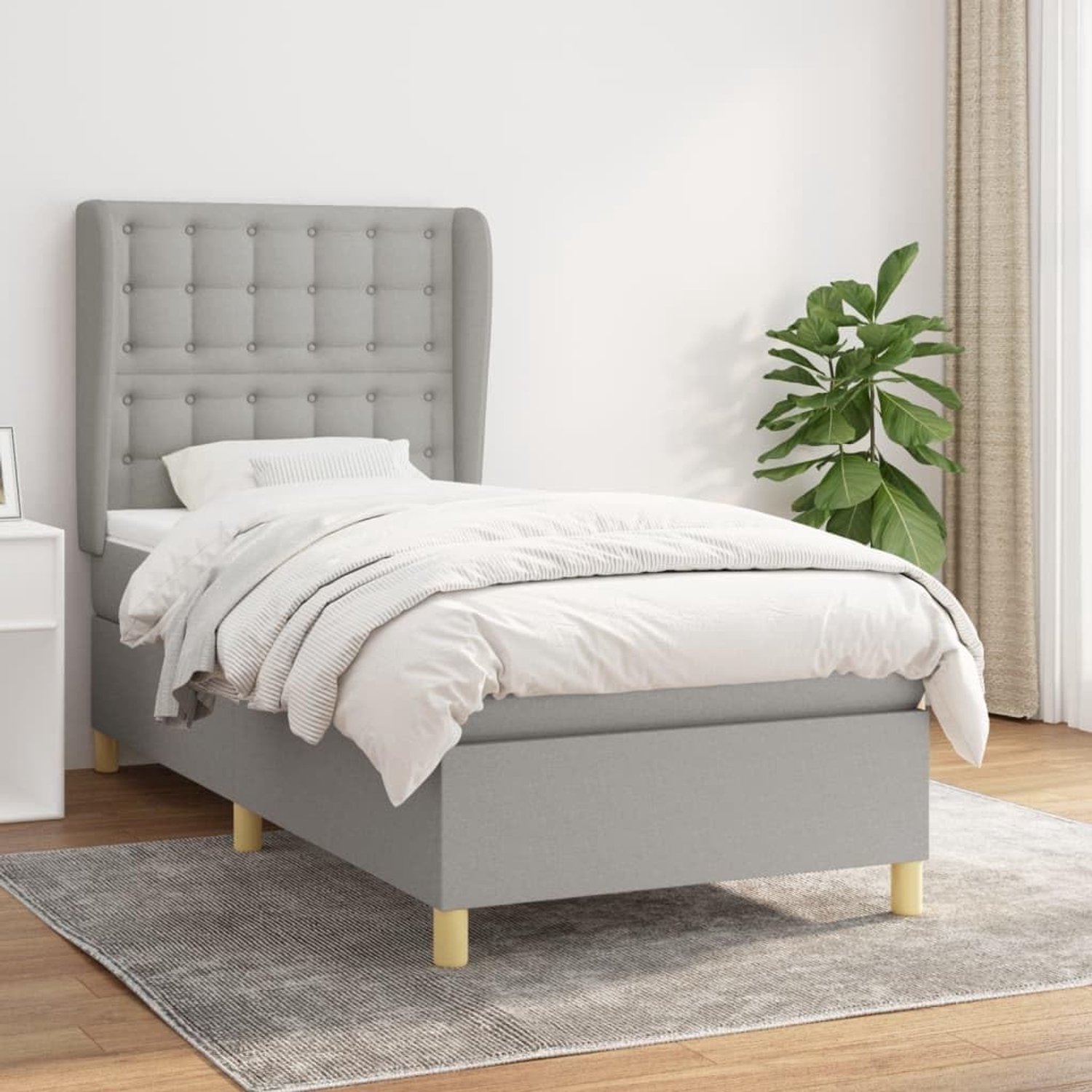 Stof Verstelbaar hoofdbord Boxspringbed 90x200 cm Lichtgrijs