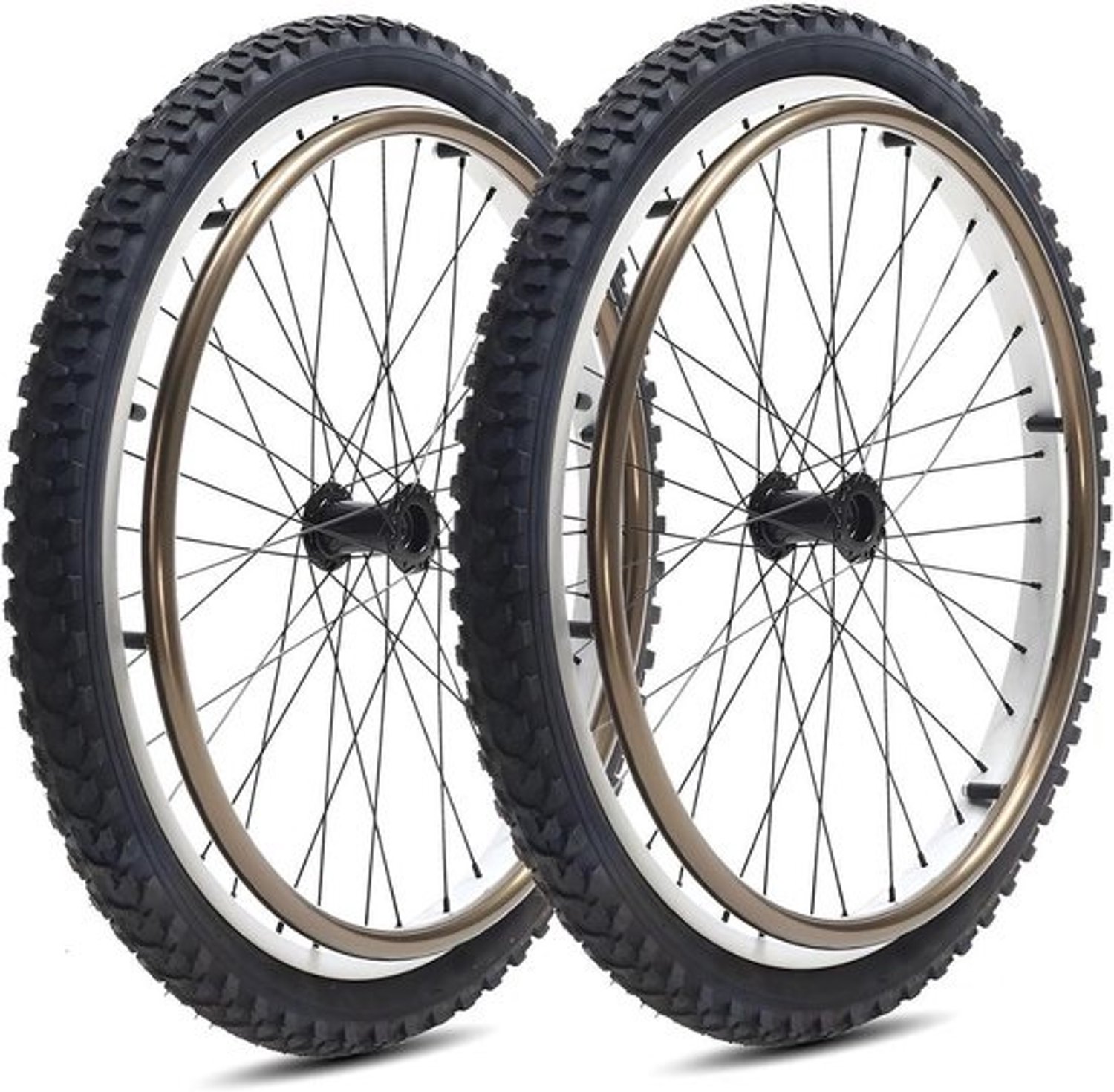 Rolstoelachterwielen - Outdoorwielen - Voor gebruik op terrein - Snelle montage - 24 Inch - Zwart